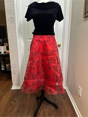 Bonnie Jean Girls velvet and floral dress Children's Plus Size 14 1/2.  EUC